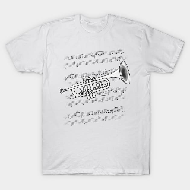 Trumpet Player Trumpeter Brass Musician T-Shirt by doodlerob